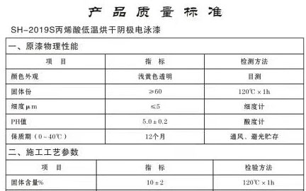 SH-2019S丙稀酸陰極底溫電泳漆